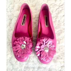 Brighton Carly pink leather flower flats women size 5.5
